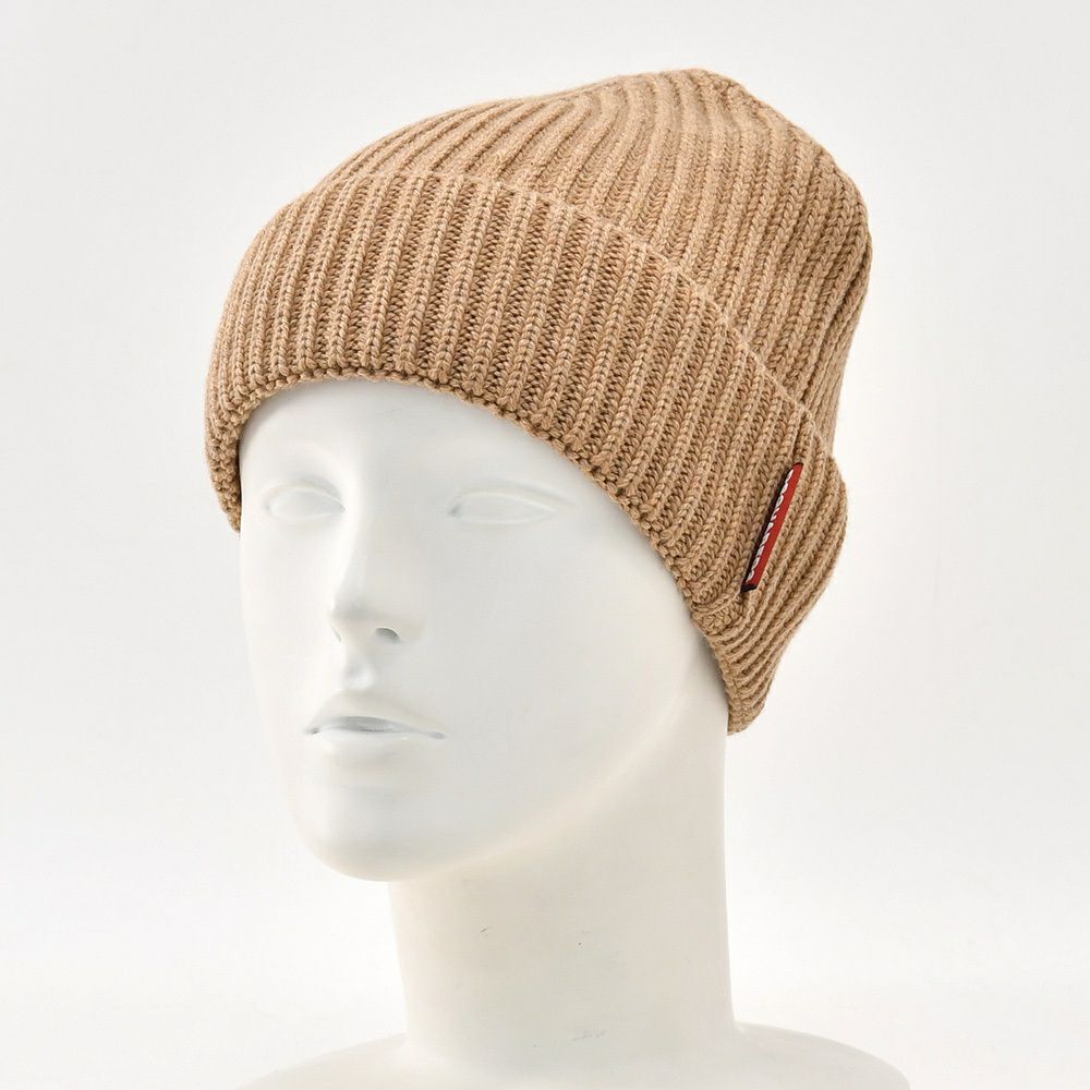 ディースクエアードDSQUARED2メンズマフラー&キャップニット帽2点セットベージュキャメルウールブランドタグ赤タグ男性プレゼントギフト国内正規品