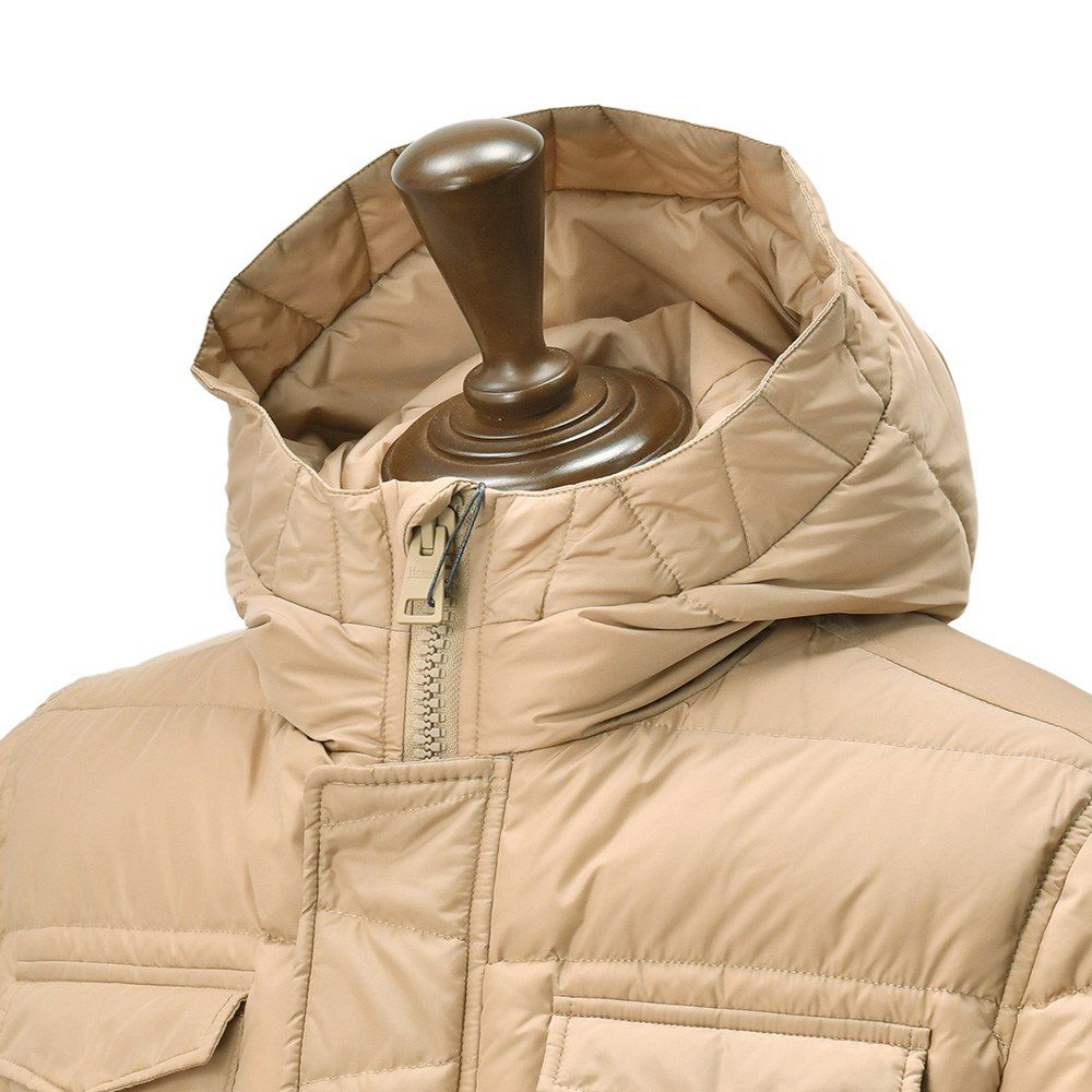 ヘルノHERNOダウンジャケットメンズPOLAR-TECHポーラテックナイロンシャモニーベージュダウンコートM-65型デザインPI0191U軽量撥水国内正規品でらでら公式ブランド