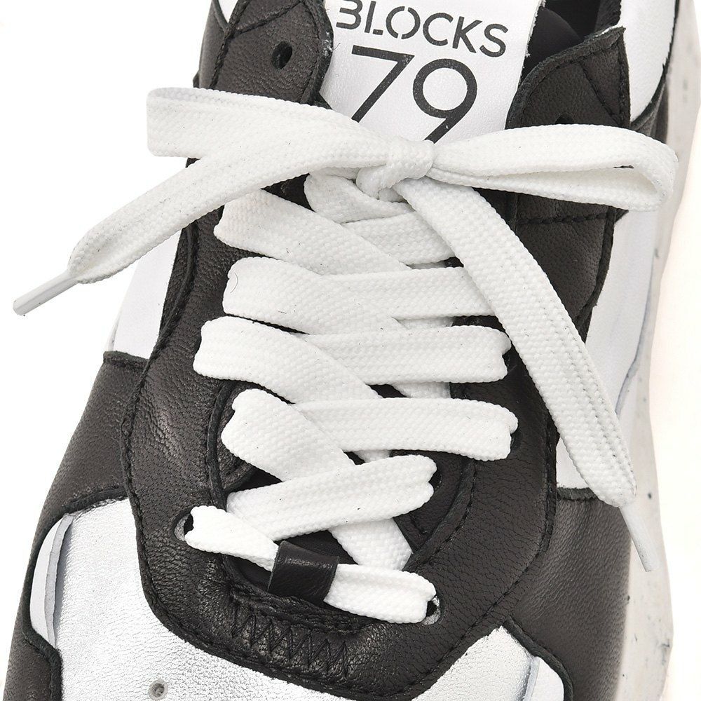 ブロックス79BLOCKS79スニーカーメンズレースアップシューズCOBIモデルナンバリングデザインブラックシルバーホワイト黒白スムースレザーEｘtralightソールサスティナブル国内正規品でらでら公式ブランド