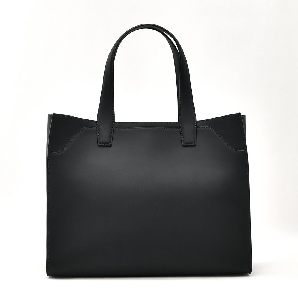 ファーロFARO横長トートバッグメンズスムースカーフレザーブラック黒マグネット開閉式ブランドロゴデザインレザーハンドル男女兼用大容量国内正規品でらでら公式ブランド