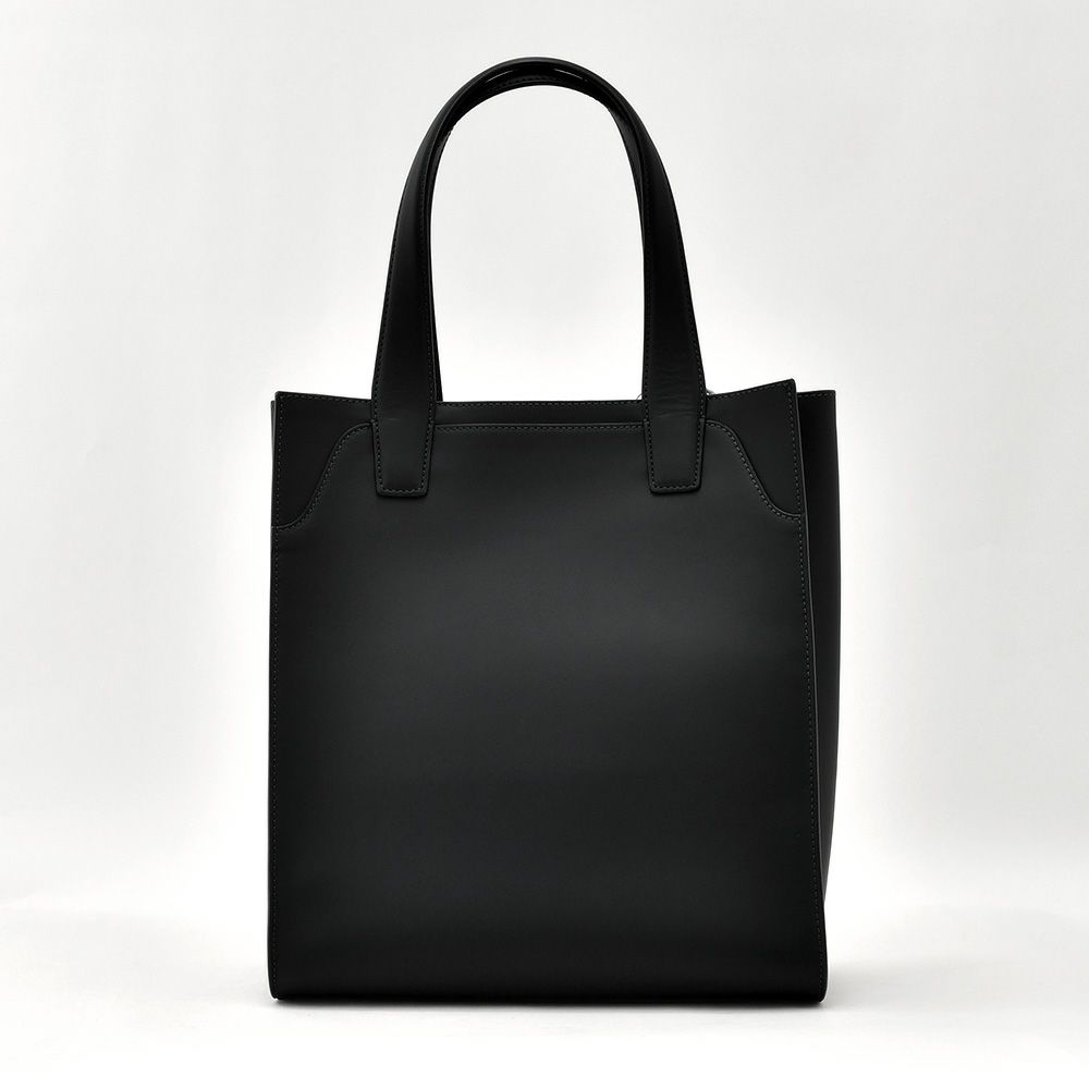 ファーロFARO縦長トートバッグメンズスムースカーフレザーブラック黒マグネット開閉式ブランドロゴデザイン男女兼用肩掛け可能国内正規品でらでら公式ブランド