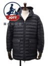 ジョットJOTTロング丈ダウンジャケットメンズLUCモデル撥水ナイロンフーディーアウターブラックパッカブル仕様ブランドワッペンライトダウン収納ポーチ付き超軽量国内正規品でらでら公式ブランド
