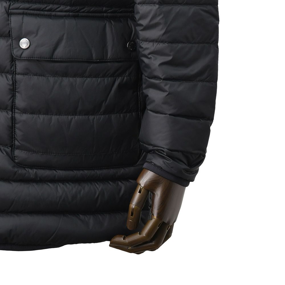 ジョットJOTTロング丈ダウンジャケットメンズLUCモデル撥水ナイロンフーディーアウターブラックパッカブル仕様ブランドワッペンライトダウン収納ポーチ付き超軽量国内正規品でらでら公式ブランド