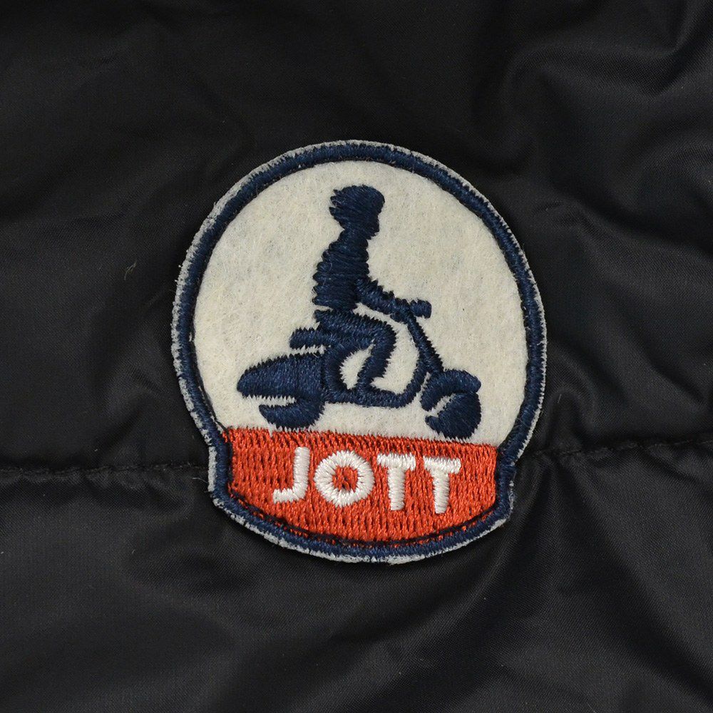 ジョットJOTTロング丈ダウンジャケットメンズLUCモデル撥水ナイロンフーディーアウターブラックパッカブル仕様ブランドワッペンライトダウン収納ポーチ付き超軽量国内正規品でらでら公式ブランド