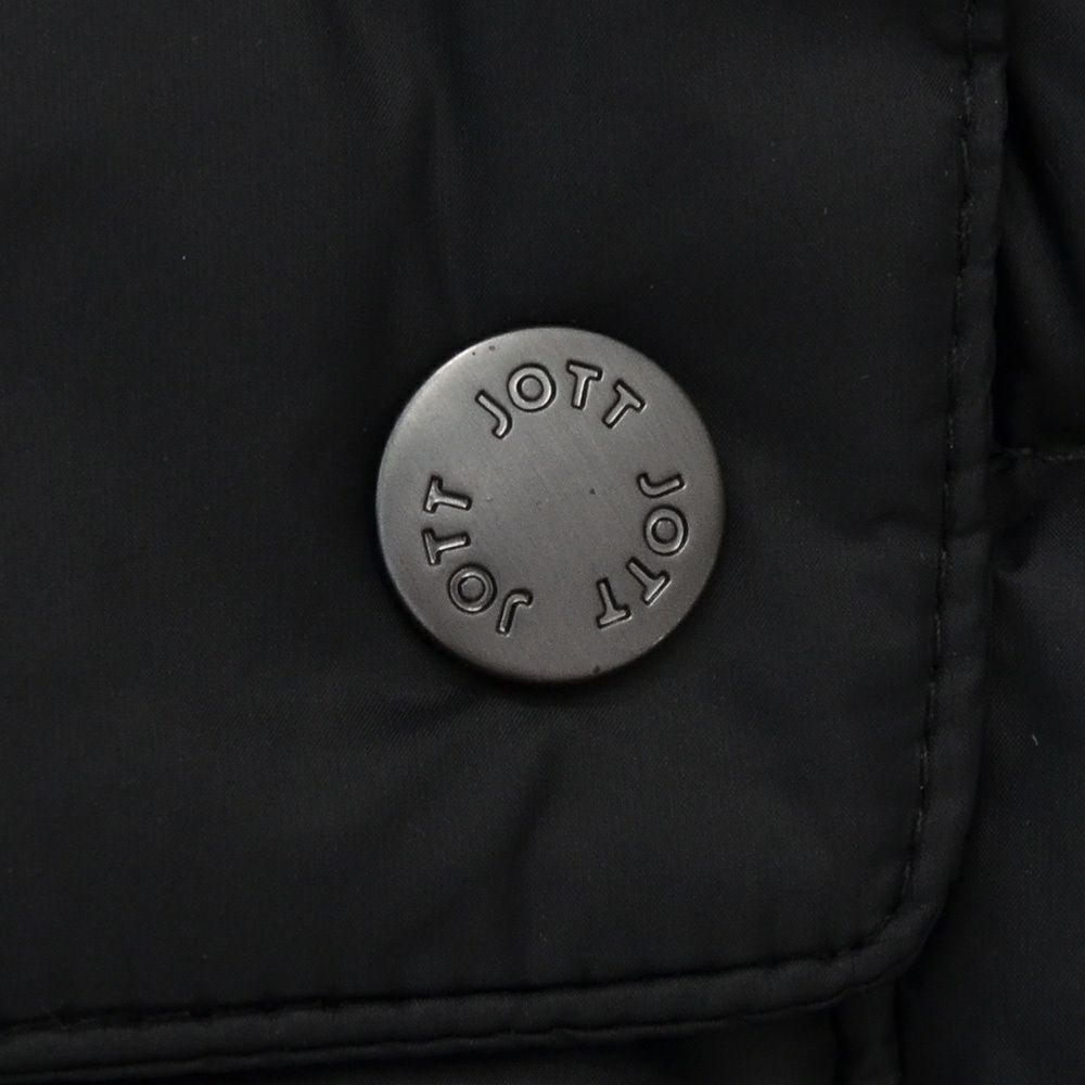 ジョットJOTTロング丈ダウンジャケットメンズLUCモデル撥水ナイロンフーディーアウターブラックパッカブル仕様ブランドワッペンライトダウン収納ポーチ付き超軽量国内正規品でらでら公式ブランド