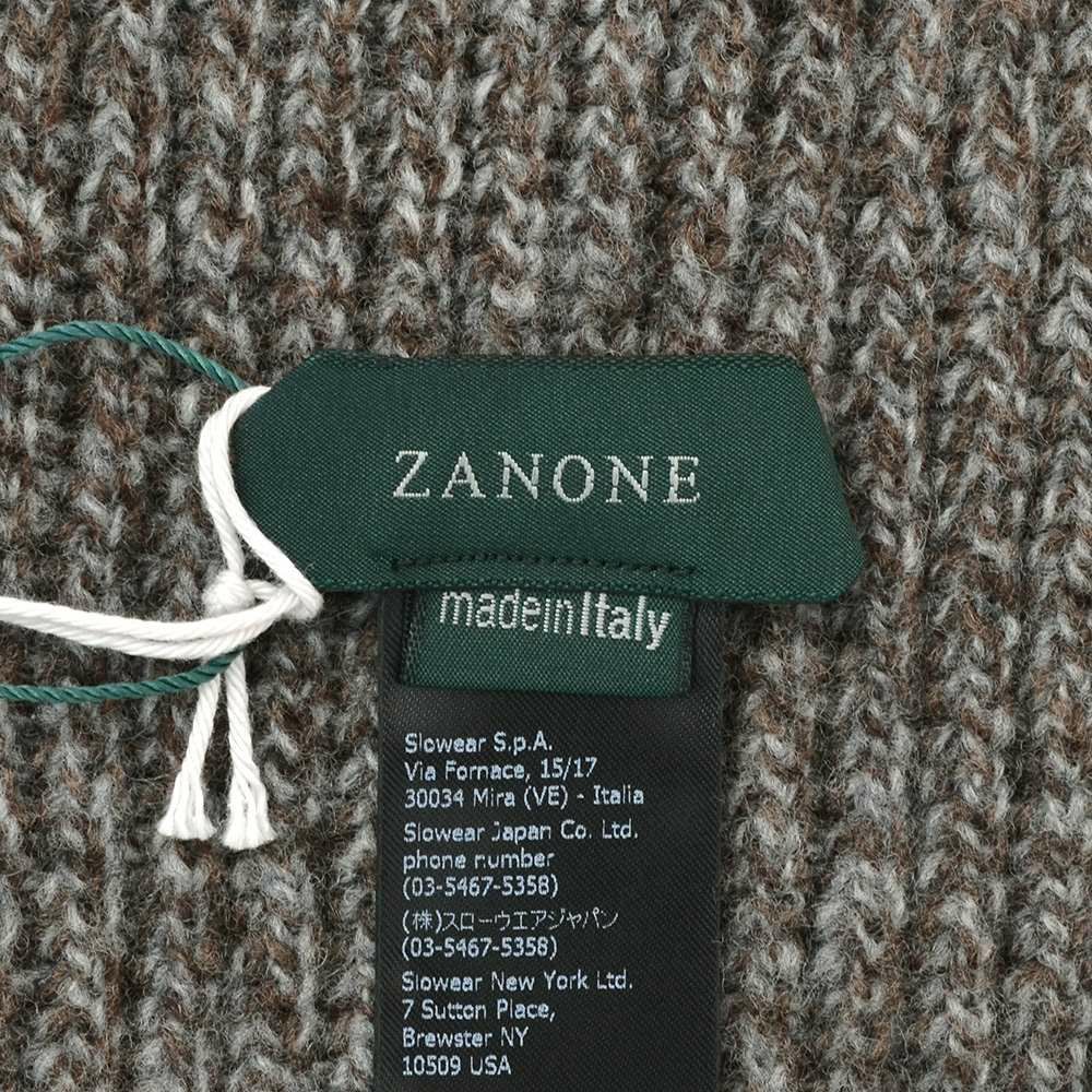 ザノーネZANONEニットマフラーリブ編みヴァージンウールZANOPモカブラウンメランジユニセックス長方形タイププレゼントギフト国内正規品でらでら公式ブランド