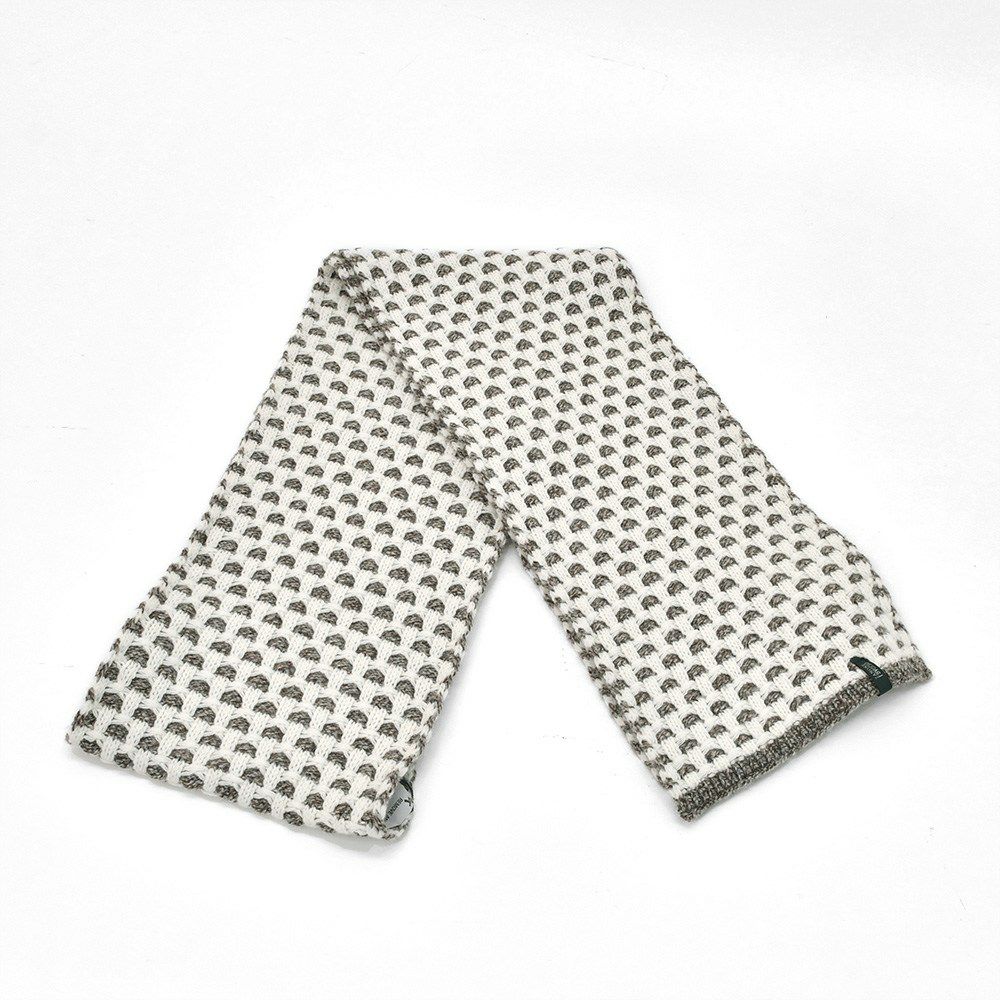 ザノーネZANONEニットマフラーリバーシブル編み柄デザインミドルゲージホワイト×ブラウンウール素材ユニセックス長方形タイプ2フェイスプレゼント国内正規品でらでら公式ブランド