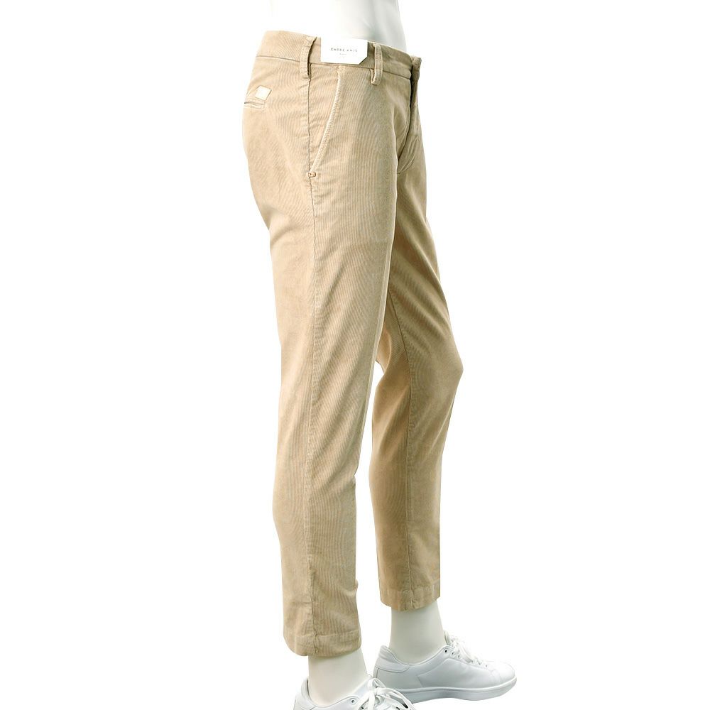 アントレアミENTREAMISコーデュロイパンツメンズ8188モデルジャガード柄コットンストレッチライトベージュクロップド丈スキニー細畝国内正規品でらでら公式ブランド