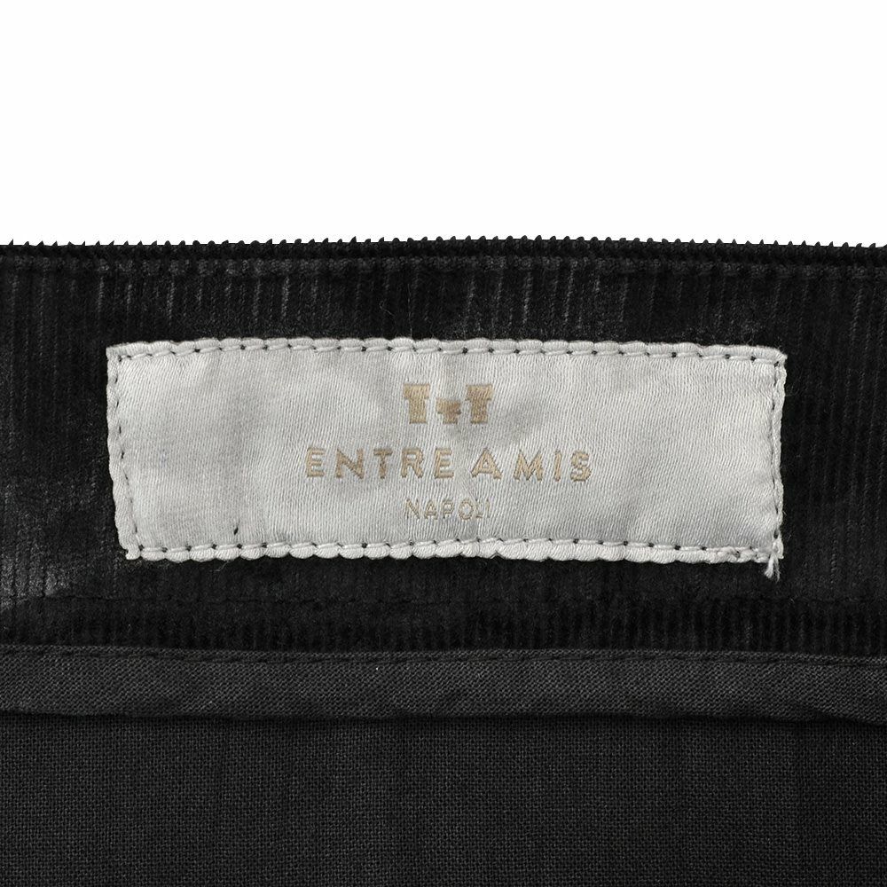 アントレアミENTREAMISコーデュロイパンツメンズ8188モデルジャガード柄コットンストレッチブラック黒クロップド丈スキニー細畝国内正規品でらでら公式ブランド