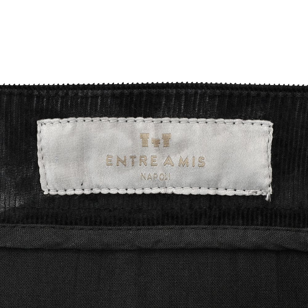 アントレアミENTREAMISコーデュロイパンツメンズ8188モデルジャガード柄コットンストレッチブラック黒クロップド丈スキニー細畝国内正規品でらでら公式ブランド