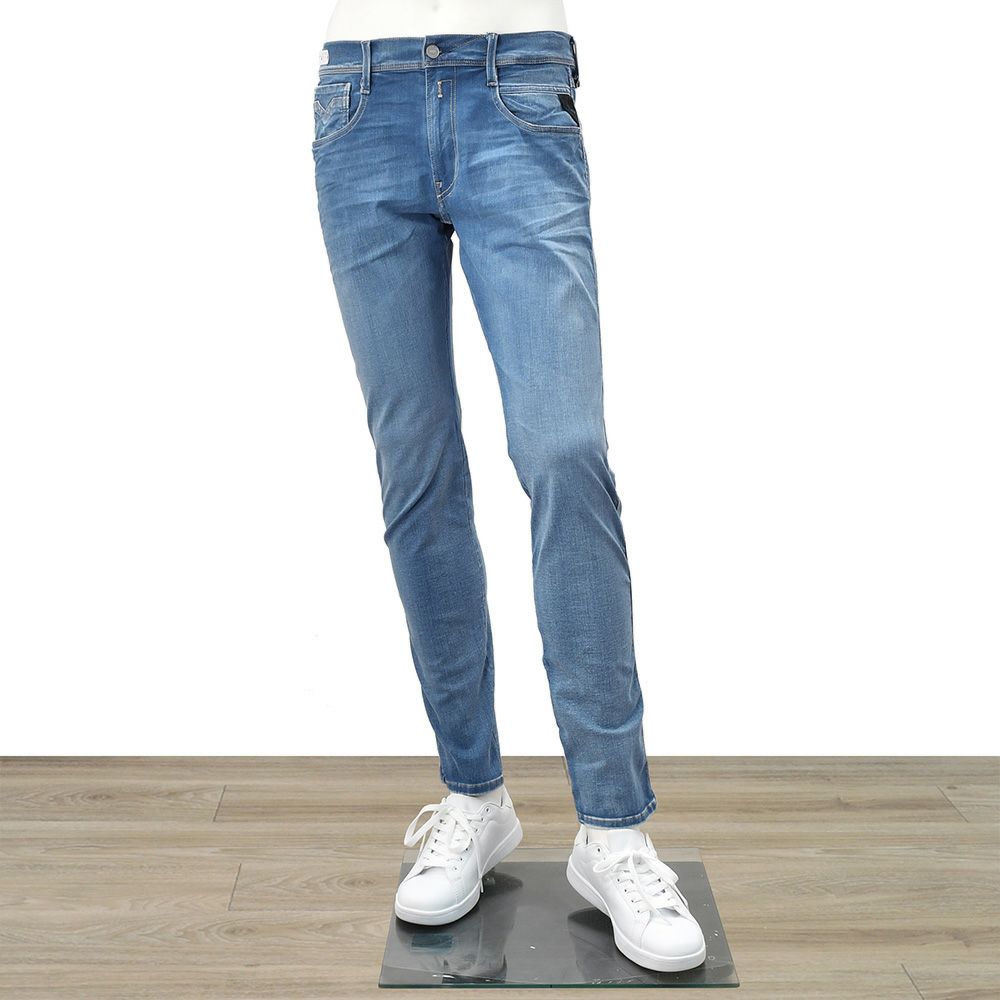 リプレイREPLAYメンズジーンズANBASSHYPERFLEXX.L.I.T.E.RE-USEDライトブルーハイパーフレックスリユーズドスリムフィットアンバス国内正規品イタリアブランド