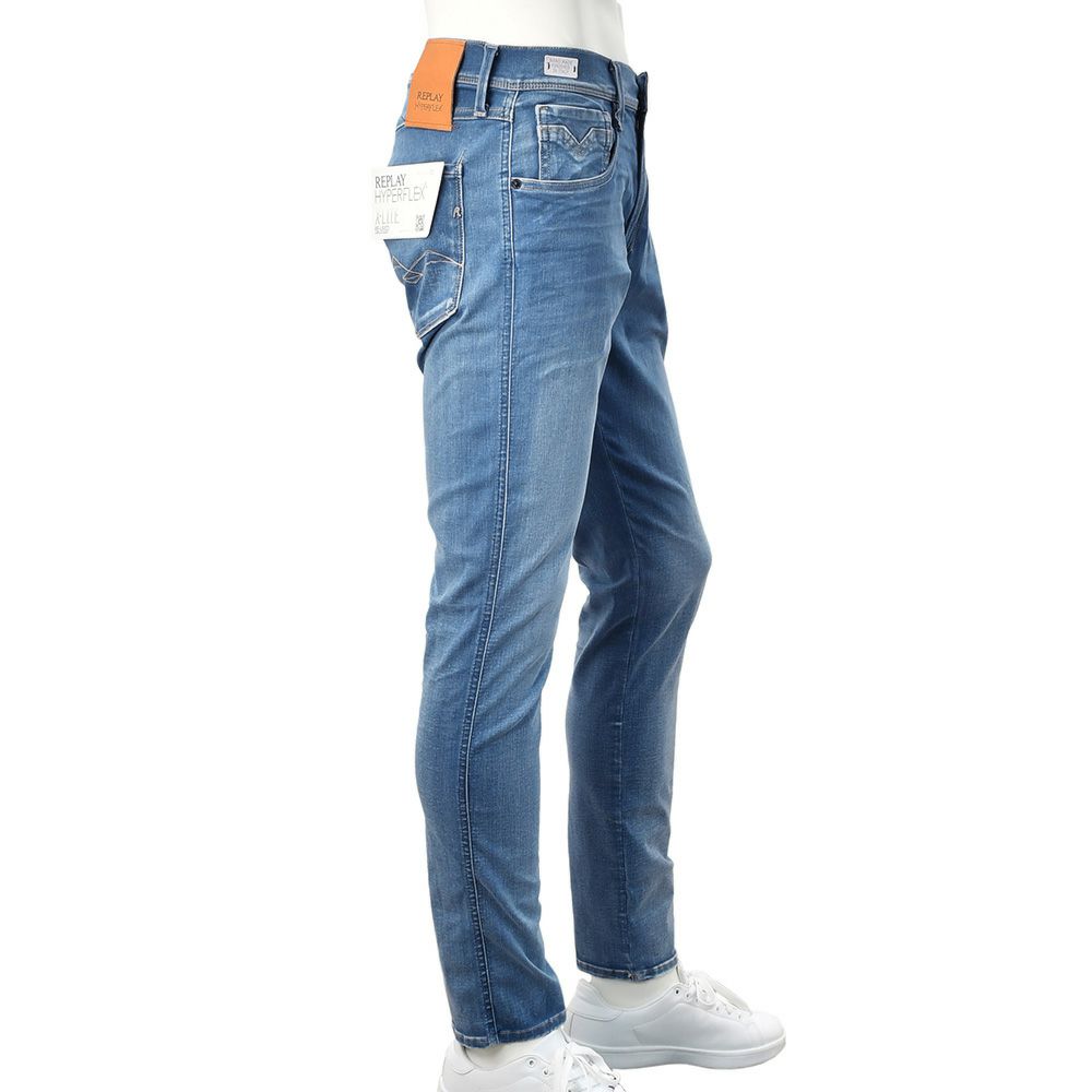 リプレイREPLAYメンズジーンズANBASSHYPERFLEXX.L.I.T.E.RE-USEDライトブルーハイパーフレックスリユーズドスリムフィットアンバス国内正規品イタリアブランド