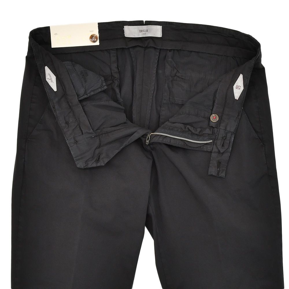 ブリリアBRIGLIA1949コットンパンツメンズチノスラックスストレッチツイル織りノープリーツブラック黒テーパードフィットガーメントダイ3点留めフロント国内正規品でらでら公式ブランド