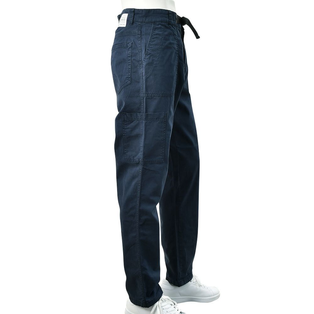 【preSALE!50%off】リプレイREPLAYコットンパンツメンズストレッチツイル生地ウエスト調節可能バックルダークブルーガーメントダイカーペンターパンツレギュラーシルエットカーゴ型ポケット国内正規品でらでら公式ブランド