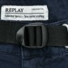【preSALE!50%off】リプレイREPLAYコットンパンツメンズストレッチツイル生地ウエスト調節可能バックルダークブルーガーメントダイカーペンターパンツレギュラーシルエットカーゴ型ポケット国内正規品でらでら公式ブランド