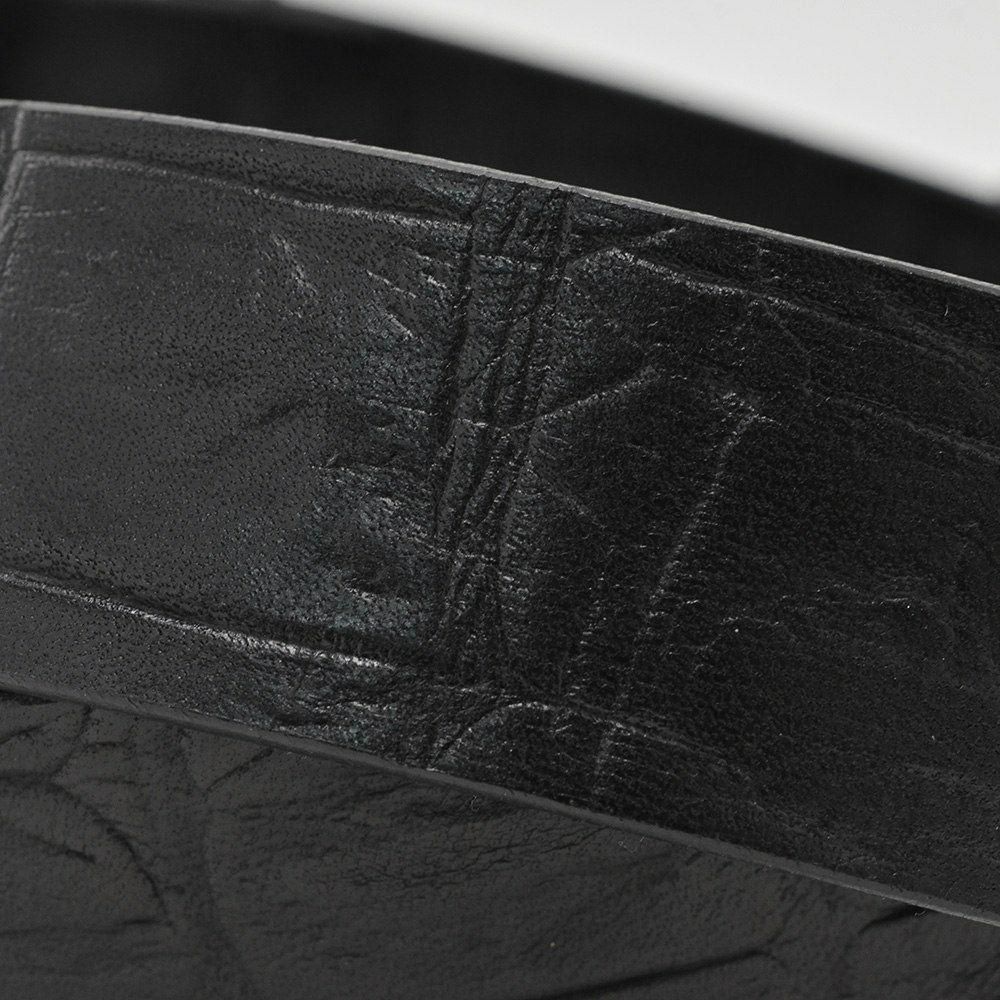 アルベルトルティALBERTOLUTIダブルリングベルトメンズクロコ型押しレザーブラック黒30mm幅ブランド刻印メッセージロゴ国内正規品でらでら公式ブランド