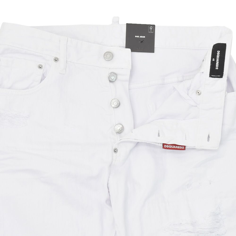 【preSALE!30%off】ディースクエアードDSQUARED2ダメージデニムメンズカラージーンズ642JEANホワイトガーメントダイルーズフィットシルエットクラッシュ&リペア加工異素材パターン国内正規品でらでら公式ブランド