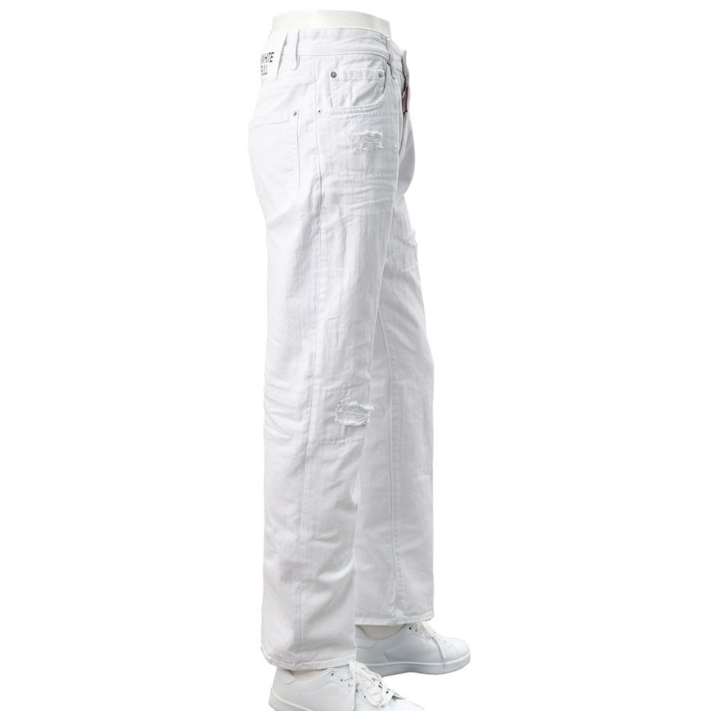 【preSALE!30%off】ディースクエアードDSQUARED2ダメージデニムメンズカラージーンズ642JEANホワイトガーメントダイルーズフィットシルエットクラッシュ&リペア加工異素材パターン国内正規品でらでら公式ブランド