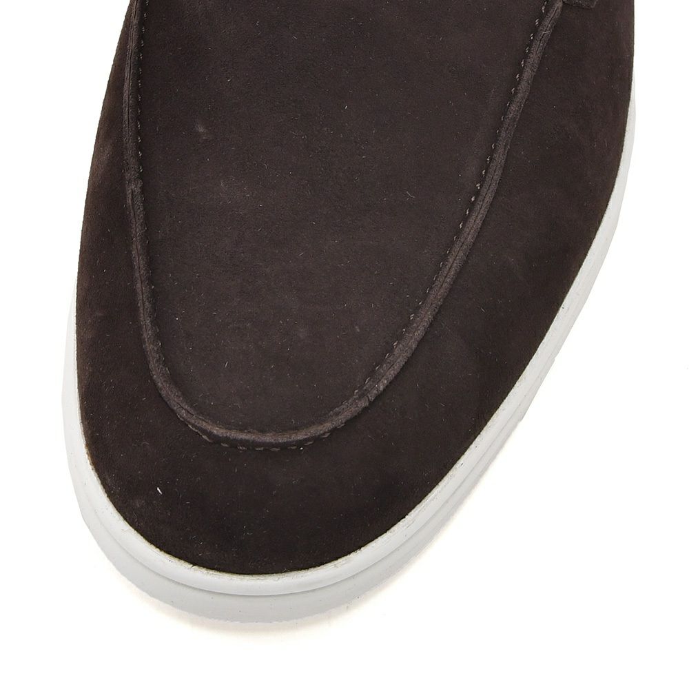 【preSALE!20%off】ヘルノHERNOモカシンスニーカーメンズスリッポンSH005UMカーフスエードダークブラウンモノグラムデザインゴムソールシルバープレート国内正規品でらでら公式ブランド