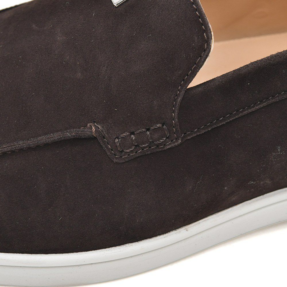 【preSALE!20%off】ヘルノHERNOモカシンスニーカーメンズスリッポンSH005UMカーフスエードダークブラウンモノグラムデザインゴムソールシルバープレート国内正規品でらでら公式ブランド