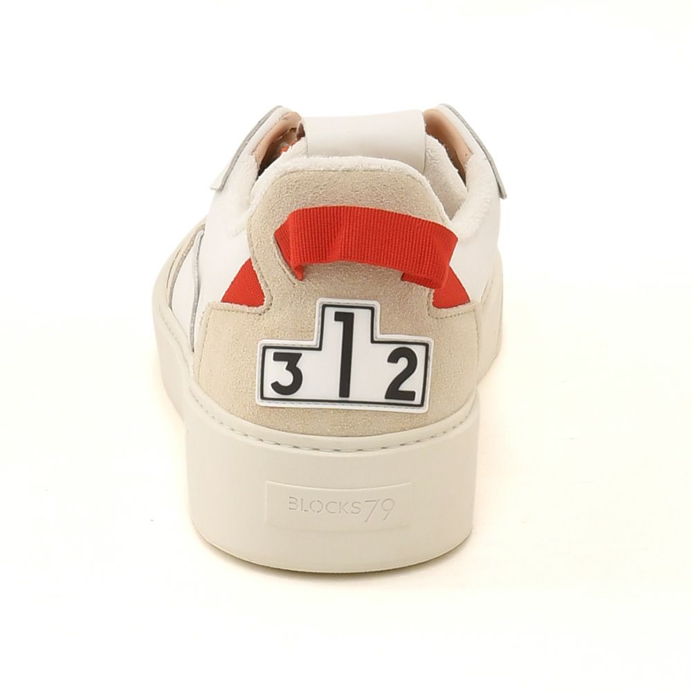 ブロックス79BLOCKS79スニーカーメンズレースアップシューズAMIKモデルグログランテープブランドアイコンホワイト×レッドスムースレザーゴムソールサスティナブル国内正規品でらでら公式ブランド