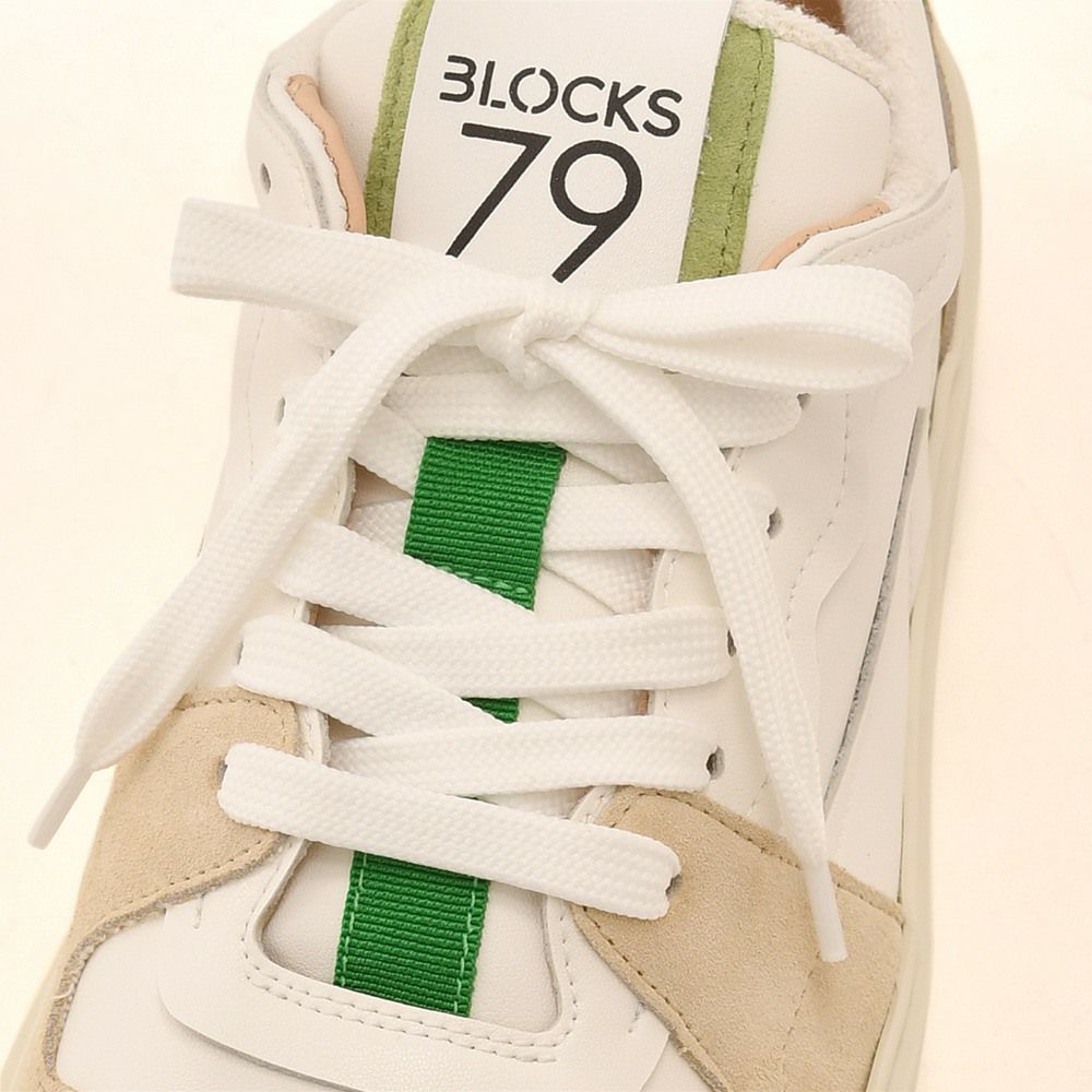 ブロックス79BLOCKS79スニーカーメンズレースアップシューズAMIKモデルグログランテープブランドアイコンホワイト×グリーンスムースレザーゴムソールサスティナブル国内正規品でらでら公式ブランド