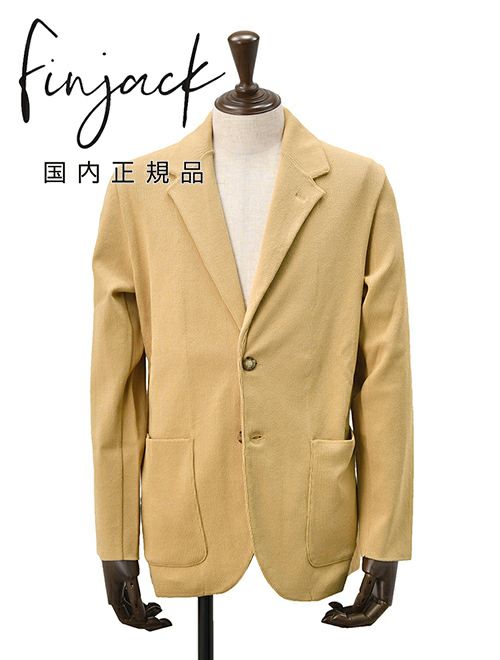 【preSALE!30%off】フィンジャックFinjackテーラードニットジャケットメンズGIACCA2SPACCHIモデルキャメルコットンストレッチ畦編みハイゲージマリオーネライン国内正規品でらでら公式ブランド