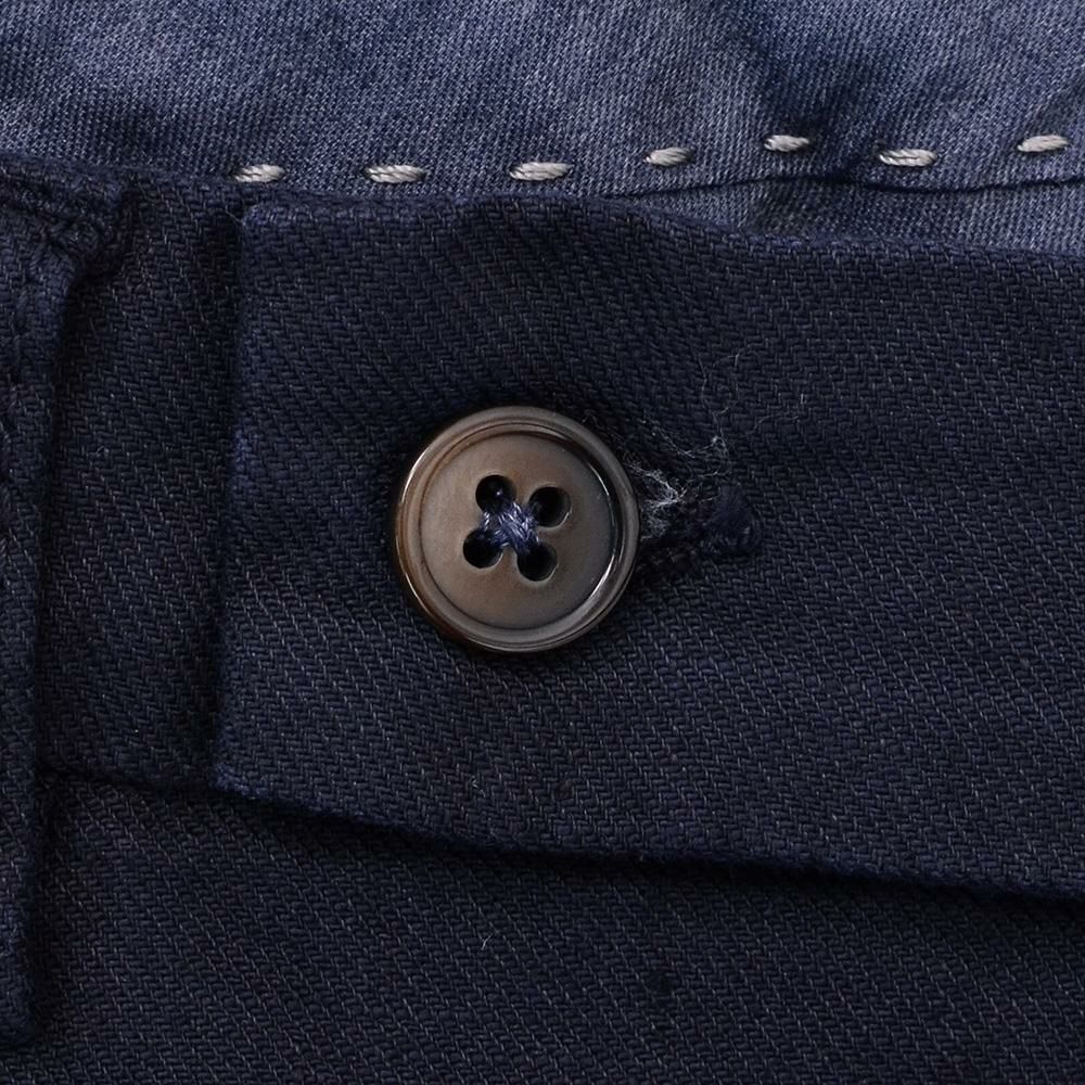 ベルウィッチBERWICHテーパードパンツメンズモレッロJMORELLOリネンコットンストレッチネイビー紺ノープリーツ3点留めフロントガーメントダイブランドロゴ刺繍国内正規品でらでら公式ブランド