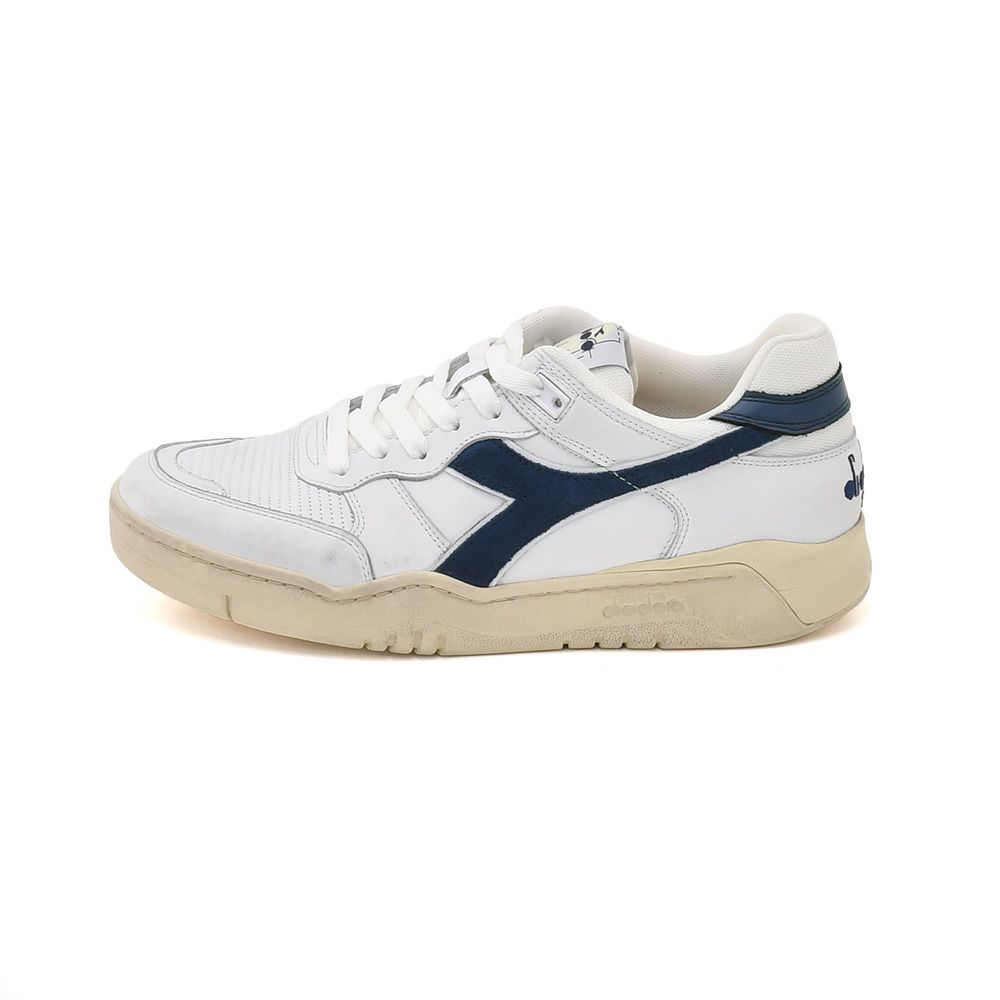【preSALE!20%off】ディアドラヘリテージDiadoraHeritageレザースニーカーメンズローカットシューズB.560USEDホワイト×ネイビーヴィンテージ加工パンチング国内正規品でらでら公式ブランド