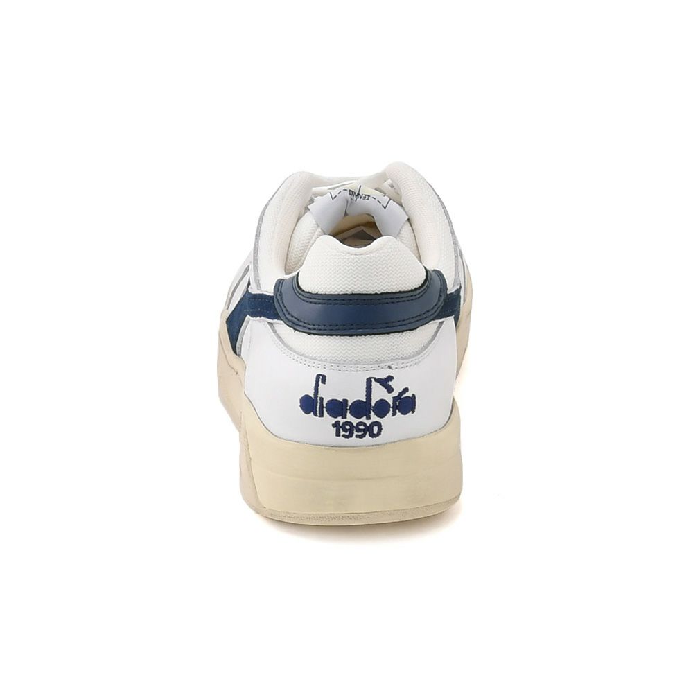 【preSALE!20%off】ディアドラヘリテージDiadoraHeritageレザースニーカーメンズローカットシューズB.560USEDホワイト×ネイビーヴィンテージ加工パンチング国内正規品でらでら公式ブランド