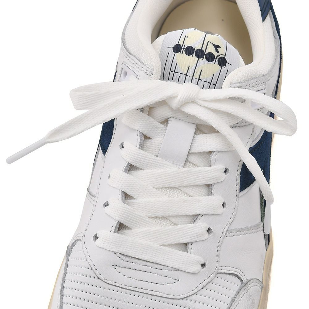 【preSALE!20%off】ディアドラヘリテージDiadoraHeritageレザースニーカーメンズローカットシューズB.560USEDホワイト×ネイビーヴィンテージ加工パンチング国内正規品でらでら公式ブランド