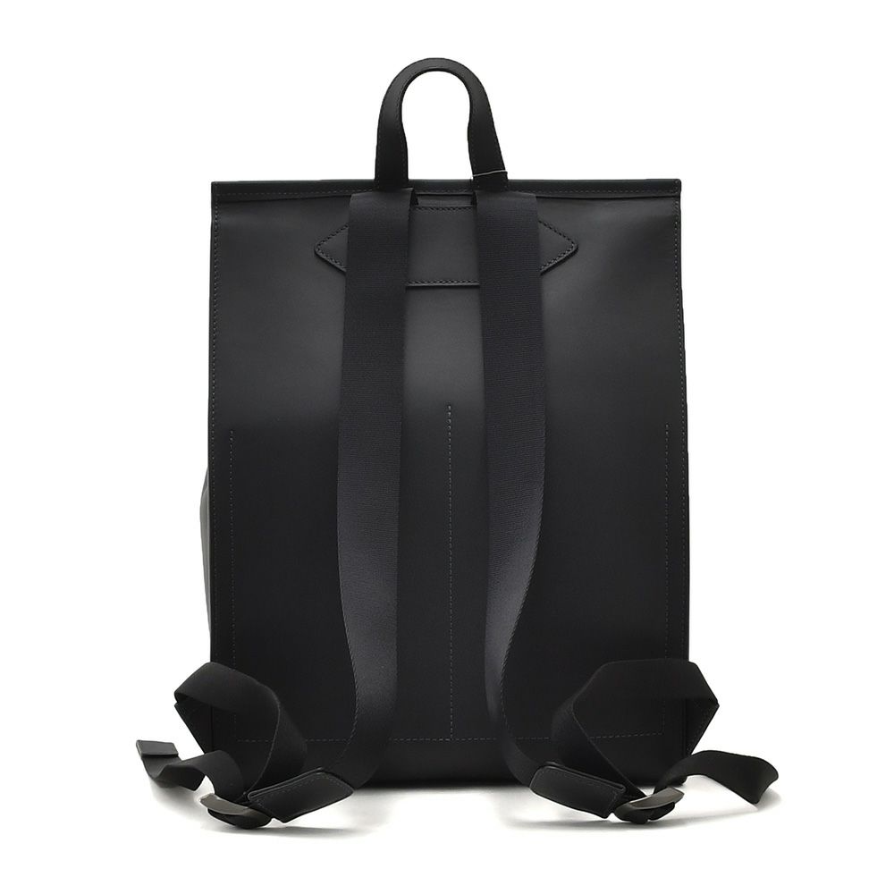 ファーロFAROバックパックメンズスムースカーフレザーブラック黒フラップマグネット開閉式ブランドロゴデザイン男女兼用ハンドル付き国内正規品でらでら公式ブランド