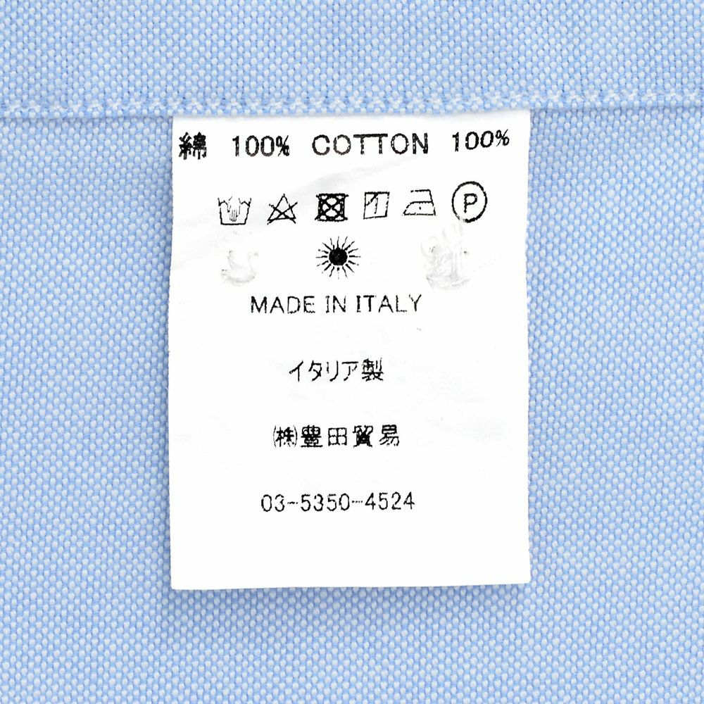 ジャンネットGIANNETTOカジュアルシャツメンズ長袖コットンシャンブレーホリゾンタル襟スリムフィットサックスブルーイタリア製国内正規品でらでら