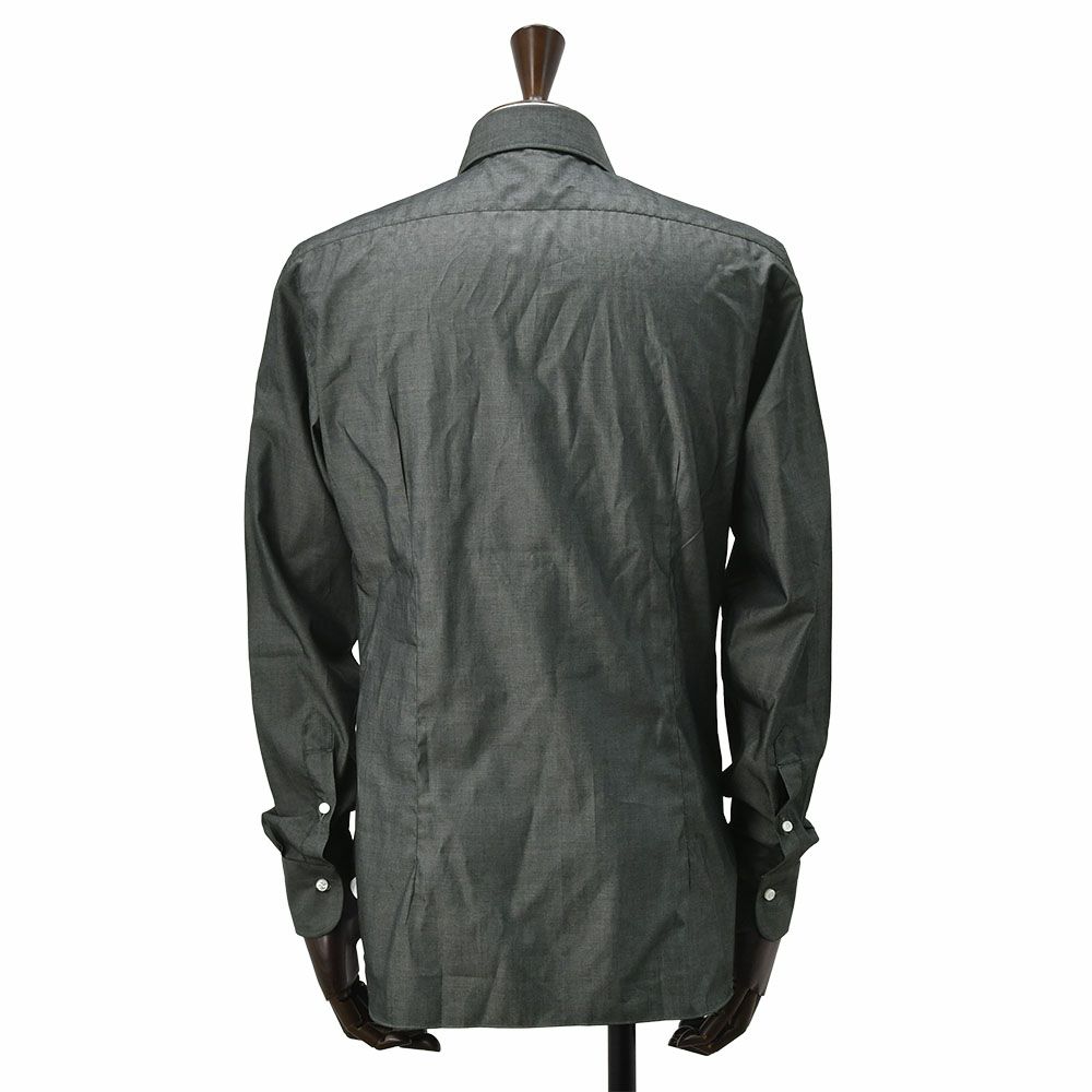 バルバBARBAドレスシャツメンズブロード生地I1U13セミワイドスプリットカラーチャコールグレーレギュラーフィットビジネスドレスイタリア製国内正規品でらでら公式ブランド