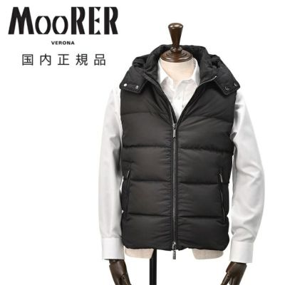 ムーレーMooRERダウンベストメンズフェイヤーFIRE-KM強撥水ポリエステルSHAPEMEMORYPESブラック襟裏ウールニットフード着脱可能国内正規品でらでら公式ブランド