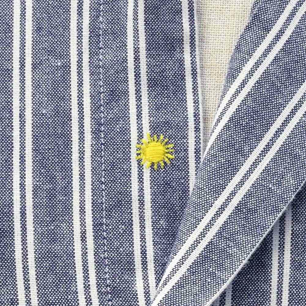 【preSALE!20%off】ジャンネットGIANNETTO長袖カジュアルシャツメンズシャンブレー生地ストライプ柄バンドカラーブルー×ホワイトスリムフィット製品洗い国内正規品でらでら公式ブランド