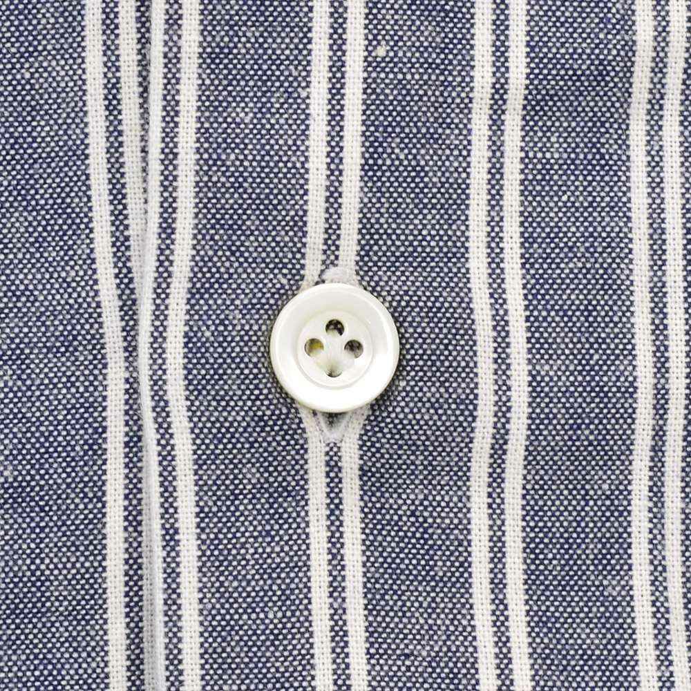 【preSALE!20%off】ジャンネットGIANNETTO長袖カジュアルシャツメンズシャンブレー生地ストライプ柄バンドカラーブルー×ホワイトスリムフィット製品洗い国内正規品でらでら公式ブランド