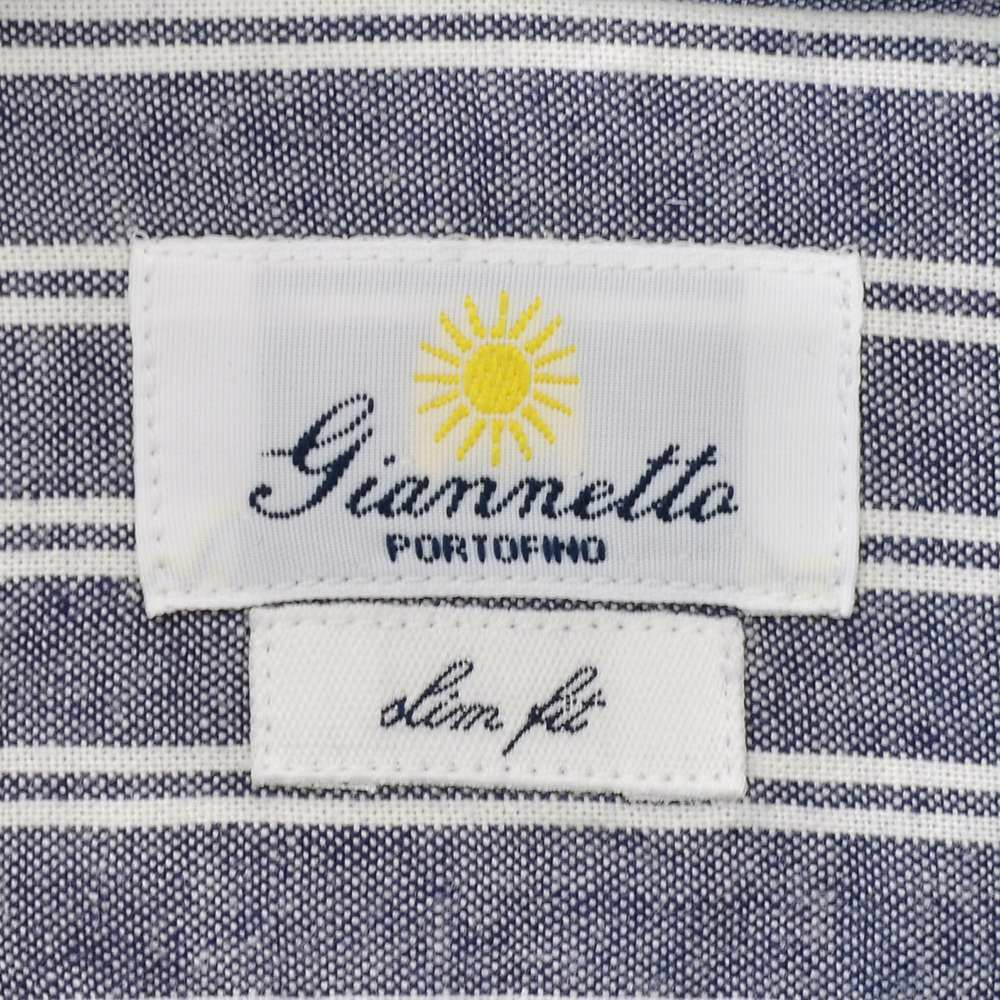 【preSALE!20%off】ジャンネットGIANNETTO長袖カジュアルシャツメンズシャンブレー生地ストライプ柄バンドカラーブルー×ホワイトスリムフィット製品洗い国内正規品でらでら公式ブランド