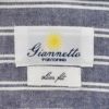 【preSALE!20%off】ジャンネットGIANNETTO長袖カジュアルシャツメンズシャンブレー生地ストライプ柄バンドカラーブルー×ホワイトスリムフィット製品洗い国内正規品でらでら公式ブランド