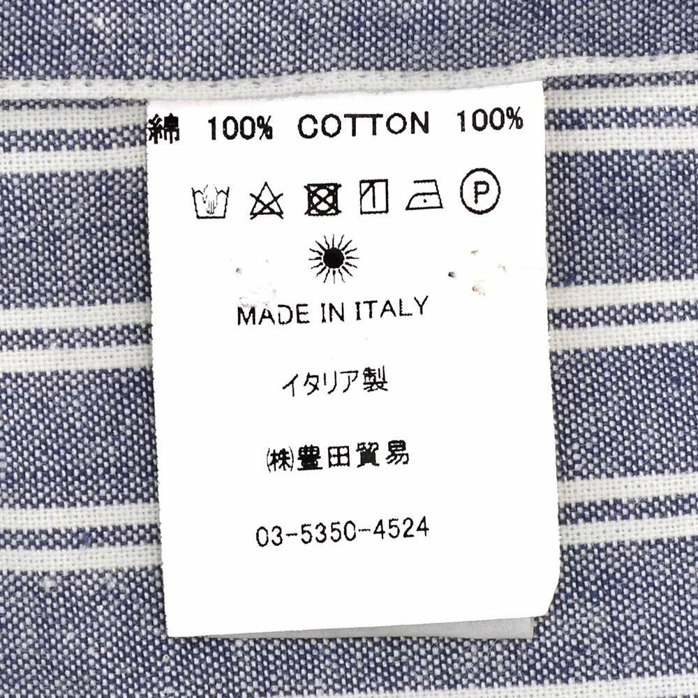 【preSALE!20%off】ジャンネットGIANNETTO長袖カジュアルシャツメンズシャンブレー生地ストライプ柄バンドカラーブルー×ホワイトスリムフィット製品洗い国内正規品でらでら公式ブランド