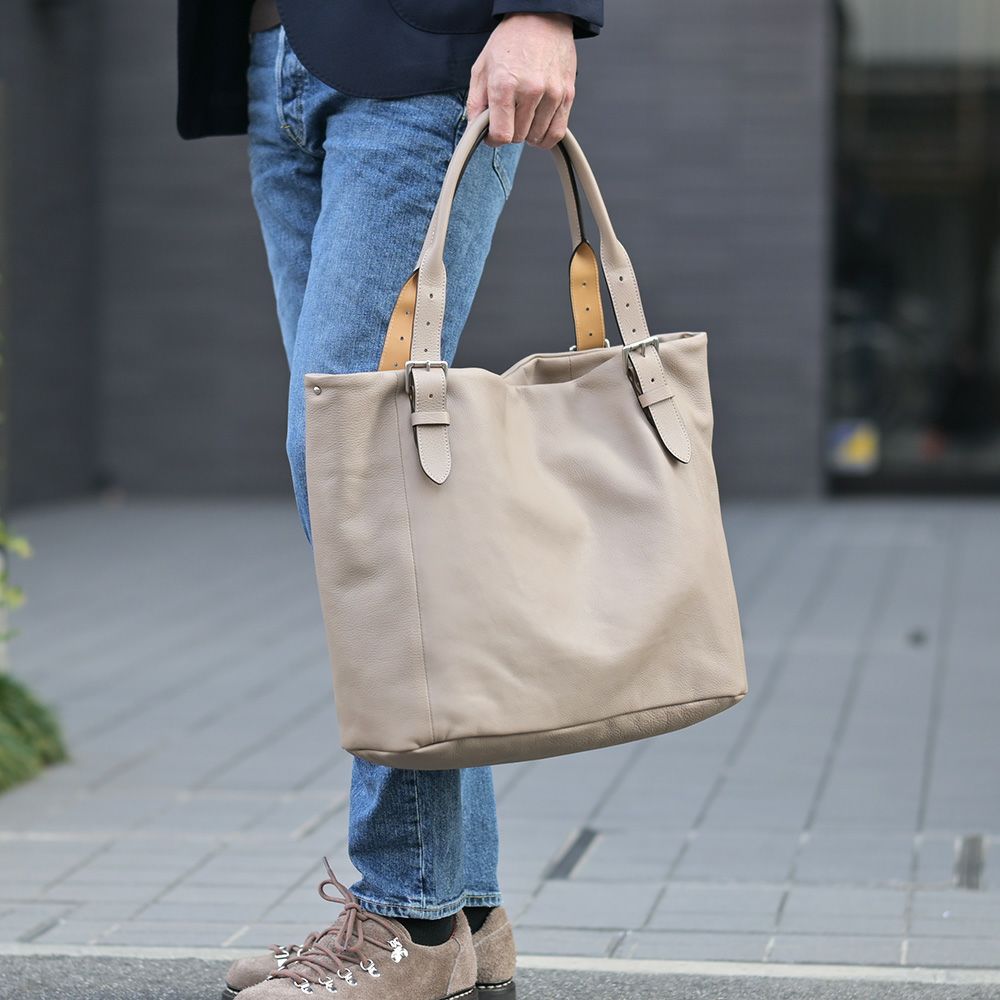 フェリージFelisiトートバッグメンズ17/60/2/LD+DSシュリンクレザーグレージュダブルフェイス変形型マグネット開閉ハンドル調節可能ブランド刻印国内正規品でらでら公式ブランド