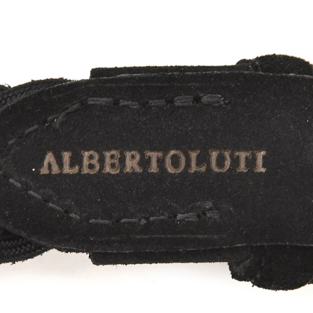 アルベルトルティALBERTOLUTIレザーメッシュベルトメンズカーフスエード裏面コーティングブラック黒25mm幅ブランド刻印真鍮バックル国内正規品でらでら公式ブランド