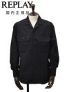 【preSALE!20%off】リプレイREPLAYCPOシャツジャケットメンズコットンブレンドシャツサルトリアーレブラック両胸フラップ付きポケットフレンチフロントボックスシルエット国内正規品でらでら公式ブランド