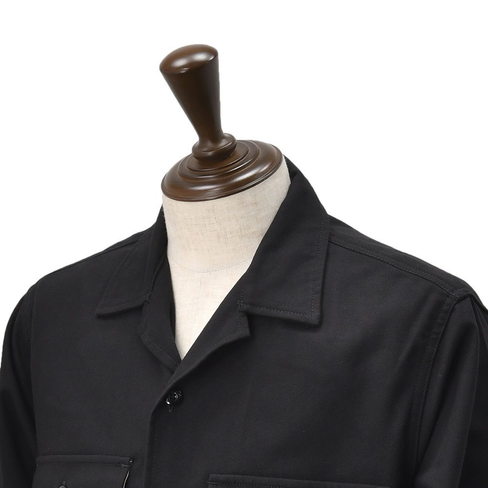 【preSALE!20%off】リプレイREPLAYCPOシャツジャケットメンズコットンブレンドシャツサルトリアーレブラック両胸フラップ付きポケットフレンチフロントボックスシルエット国内正規品でらでら公式ブランド