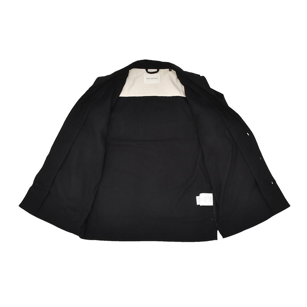 【preSALE!20%off】リプレイREPLAYCPOシャツジャケットメンズコットンブレンドシャツサルトリアーレブラック両胸フラップ付きポケットフレンチフロントボックスシルエット国内正規品でらでら公式ブランド