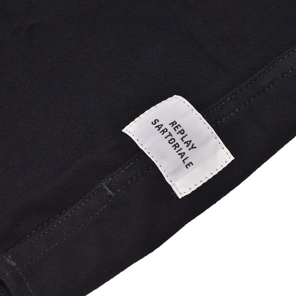 【preSALE!20%off】リプレイREPLAYCPOシャツジャケットメンズコットンブレンドシャツサルトリアーレブラック両胸フラップ付きポケットフレンチフロントボックスシルエット国内正規品でらでら公式ブランド