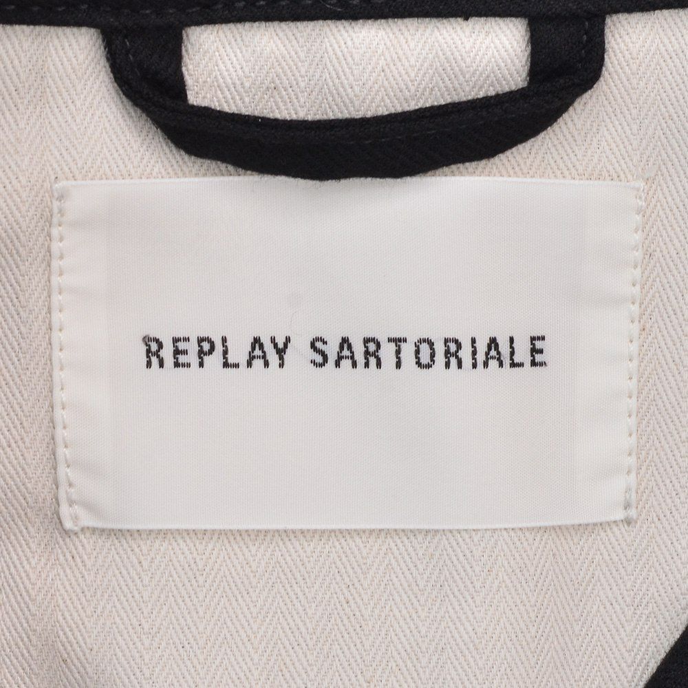 【preSALE!20%off】リプレイREPLAYCPOシャツジャケットメンズコットンブレンドシャツサルトリアーレブラック両胸フラップ付きポケットフレンチフロントボックスシルエット国内正規品でらでら公式ブランド