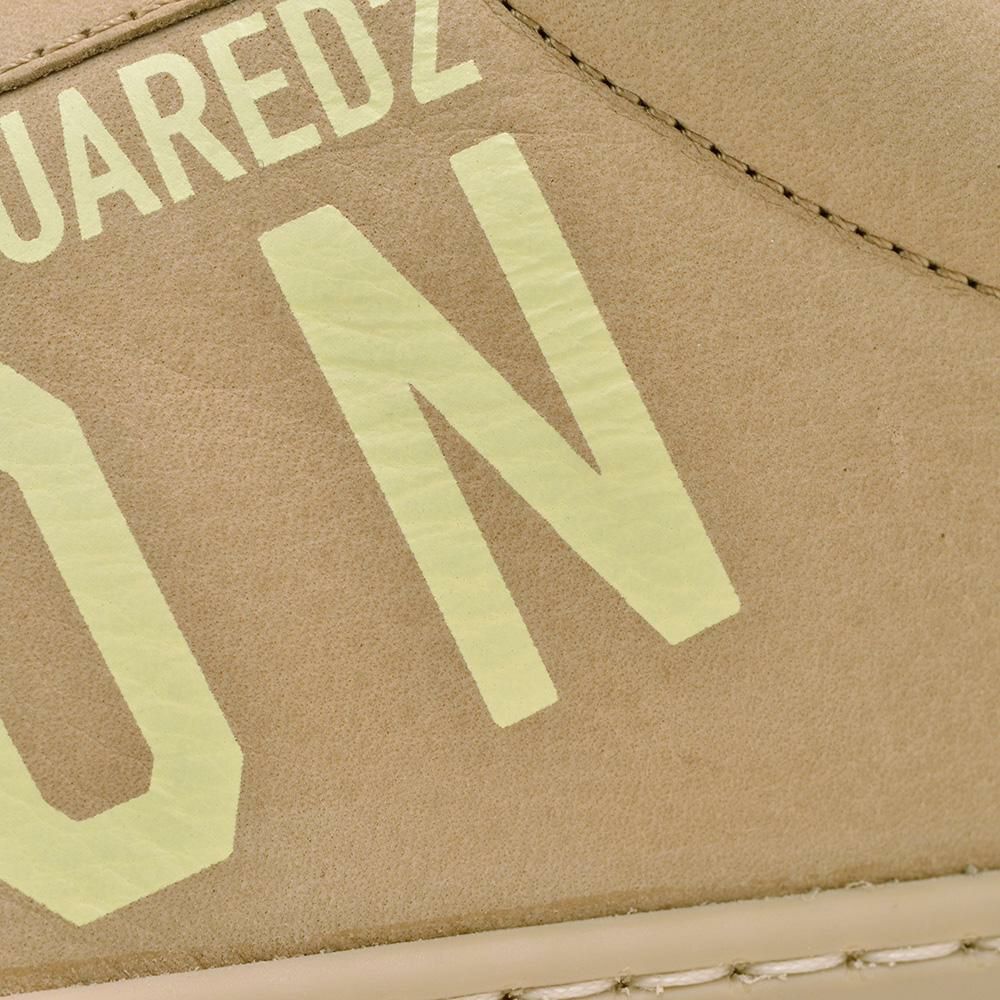 ディースクエアードDSQUARED2レザースニーカーメンズローカットシューズCASSETTAカセッタICONロゴプリントライトベージュレースアップゴムソール国内正規品でらでら公式ブランド