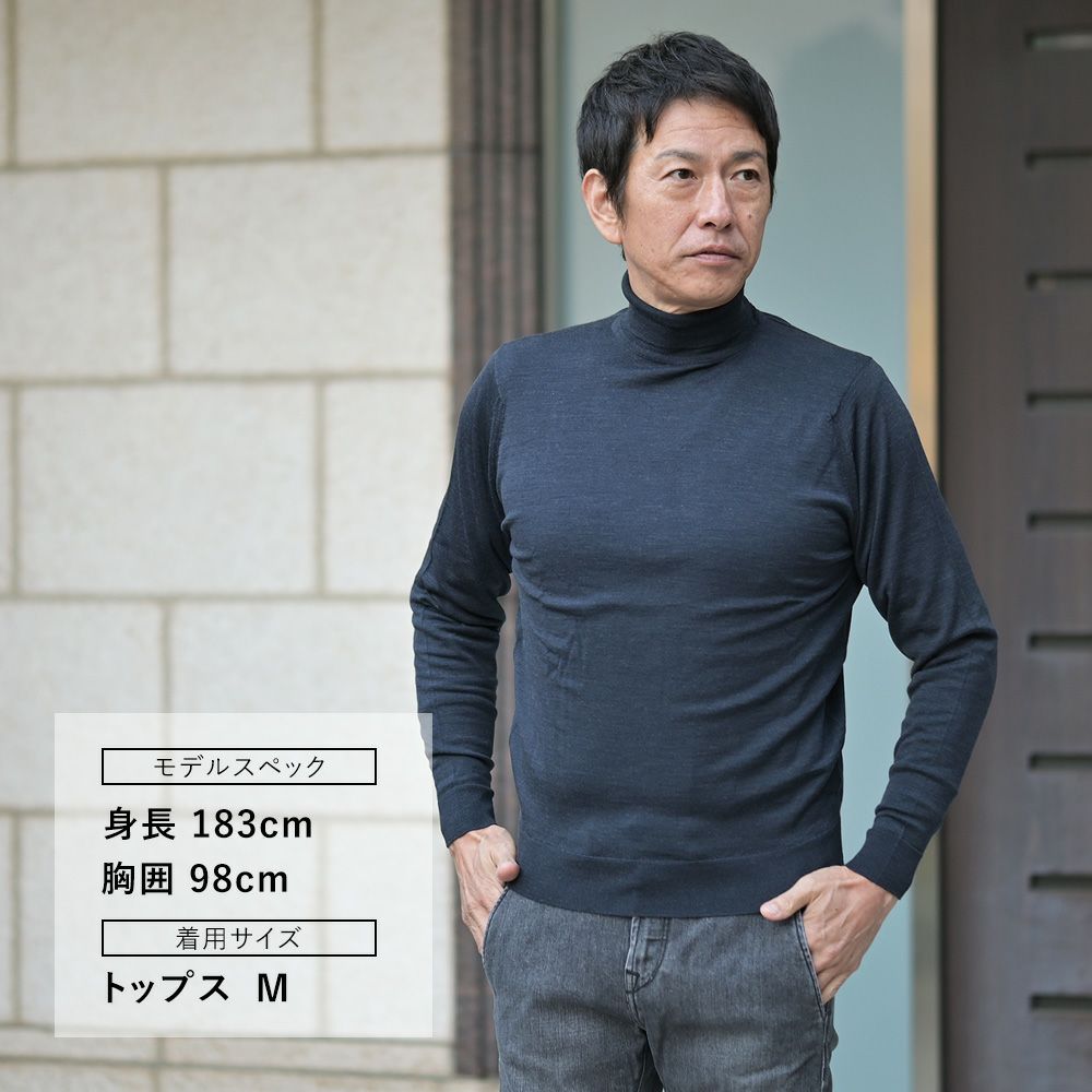 ジョンスメドレーJOHNSMEDLEYタートルネックニットメンズLEVINEハイゲージセーター30Gダークグレー長袖メリノウールMODERNFITモダンフィット国内正規品でらでら公式ブランド