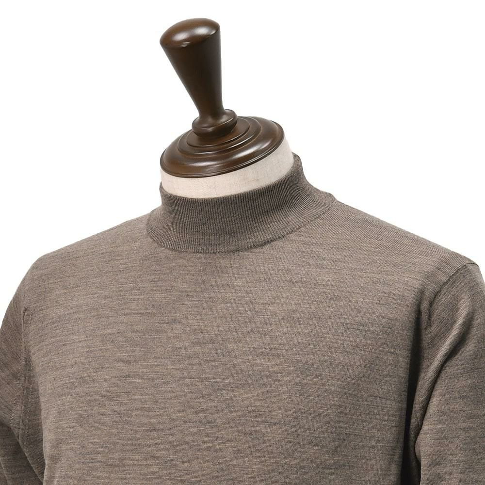 ジョンスメドレーJOHNSMEDLEYモックネックニットメンズKILDAYハイゲージセーターメランジブラウン長袖メリノウール30ゲージMODERNFITモダンフィット国内正規品でらでら公式ブランド